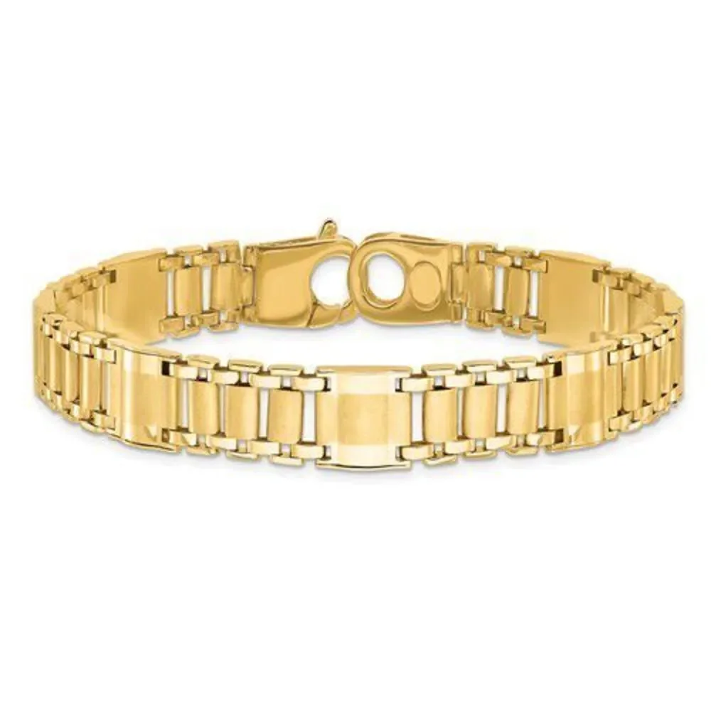 14k Satin and Polished Men's Link Bracelet